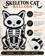 Party Paradise Store skeleton cat foil balloon in black and white for Halloween party decorations