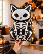 Party Paradise Store skeleton cat foil balloon in black and white for Halloween party decorations
