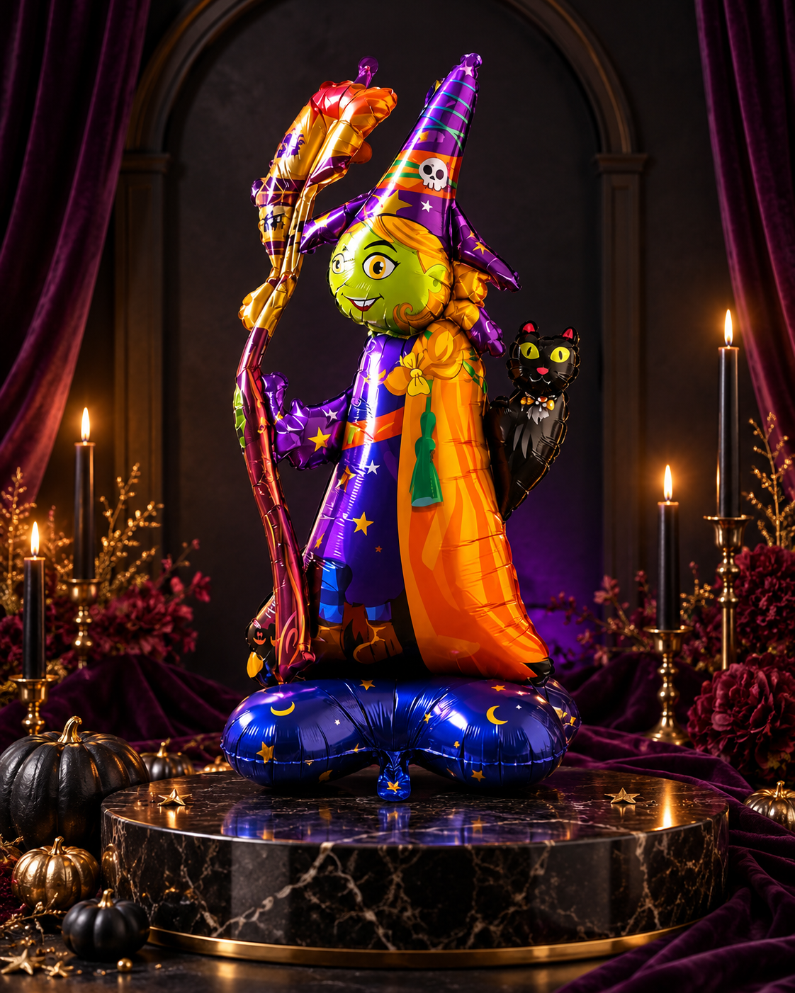 Standing Witch Halloween Party Balloon Decoration Size 128cm*65cm*45cm perfect for Holiday Party, Christmas Pictures Secondary image