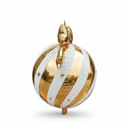 Party Paradise Store white and gold striped Christmas ornament balloon with star accents for holiday party decor.