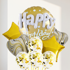 22 in 3D Happy Birthday Balloons Bouquets | Yellow