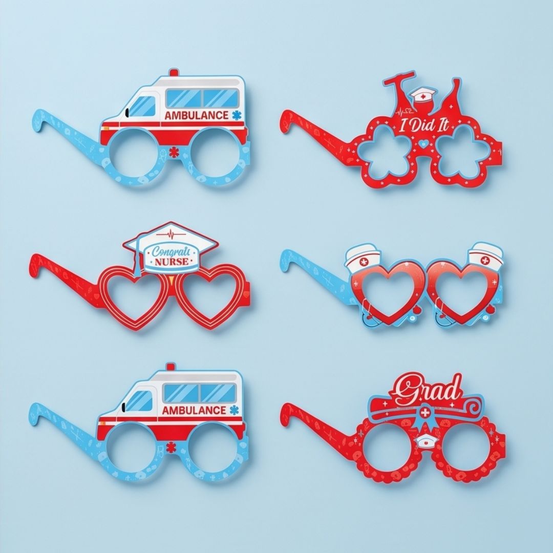 Healthcare themed paper glasses 6pcs