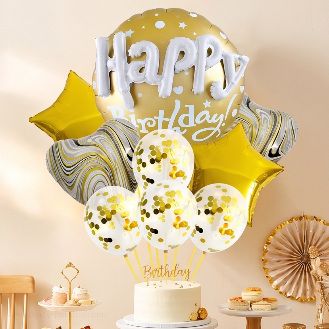 22 in 3D Happy Birthday Balloons Bouquets | Yellow Secondary image
