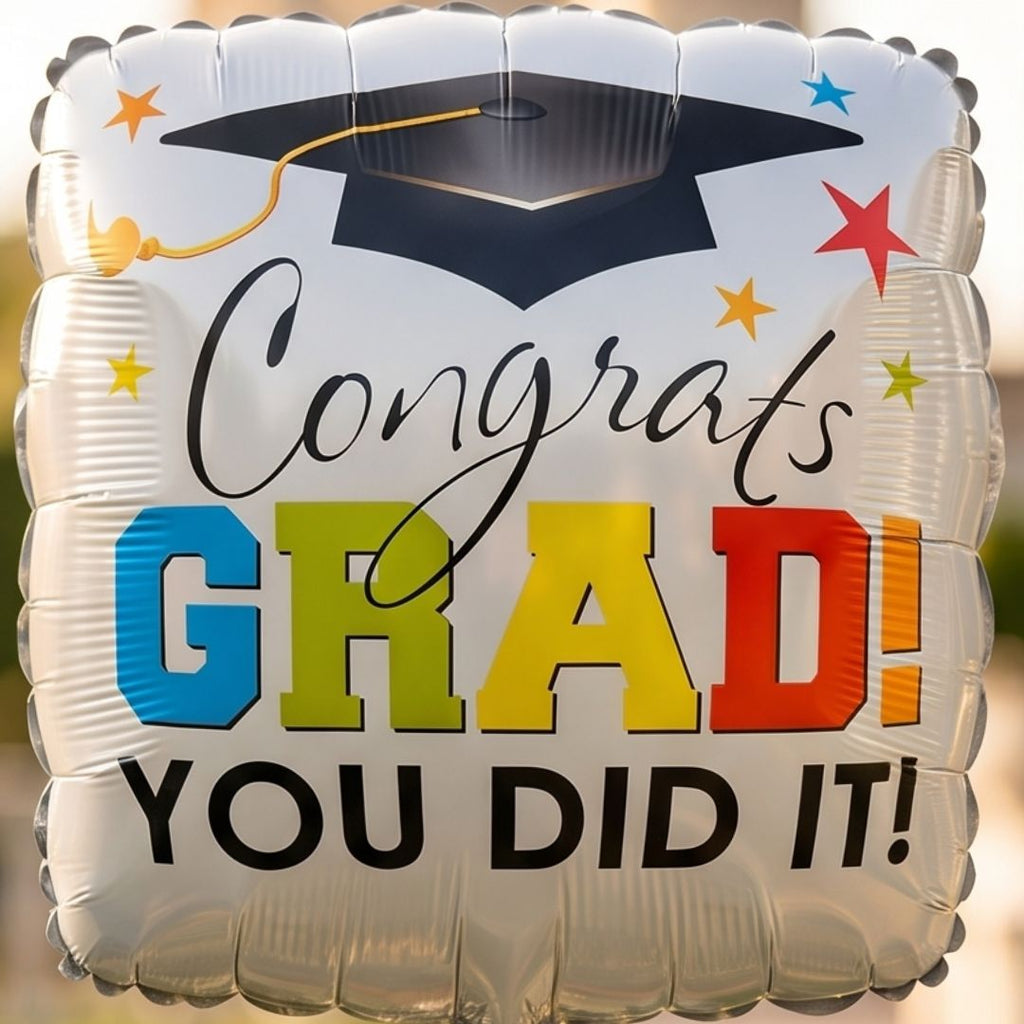 Congrats Grad Balloons - 18 Inch Round Graduation Balloons Class of 2026 Grad Star Mylar Foil Balloon for College, Kindergarten Grad Party