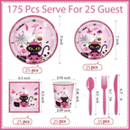 Pink Halloween Tablewear Set 175 PCS for 25 guests. Modern Cute Party Set.