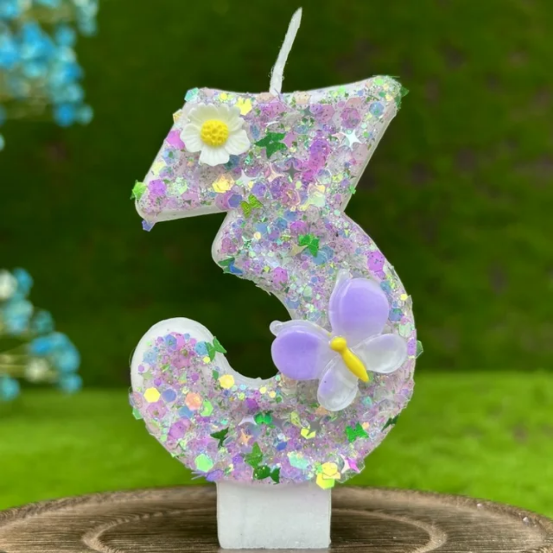 Butterfly Themed Party Candle  Numbers 0-9
