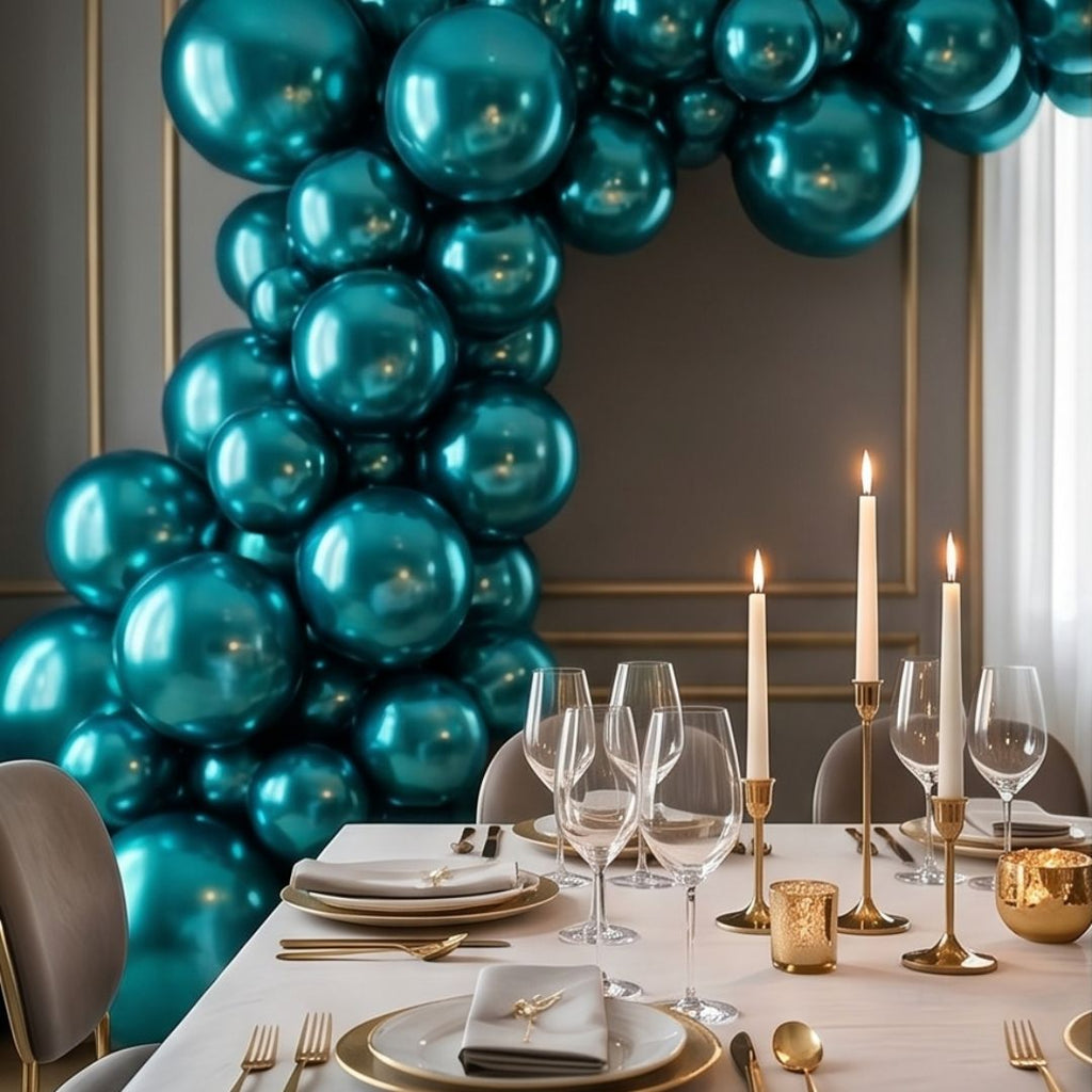 Chrome ICE double layer light blue, Chrome Shiny Thick Latex Helium Balloons for Graduation Garland Arch Kit Corporate Event Wedding Birthday Baby Shower Party Decorations in two sizes 10"/12"