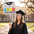 Congrats Grad Balloons - 18 Inch Round Graduation Balloons Class of 2026 Grad Star Mylar Foil Balloon for College, Kindergarten Grad Party