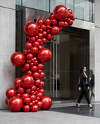 Chrome Ice in Red, 50 Pcs 12 Inch Silver Chrome Latex Balloons for Balloon Garland or Arch as Wedding, Birthday, Disco Party Balloons Decorations in 12"/10"