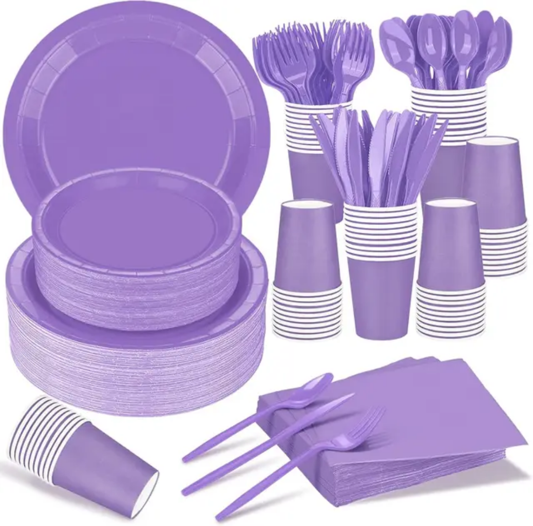 Solid Color Purple Lavender Tableware Set 141pcs Main image