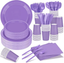 Solid Color Purple Lavender Tableware Set 141pcs