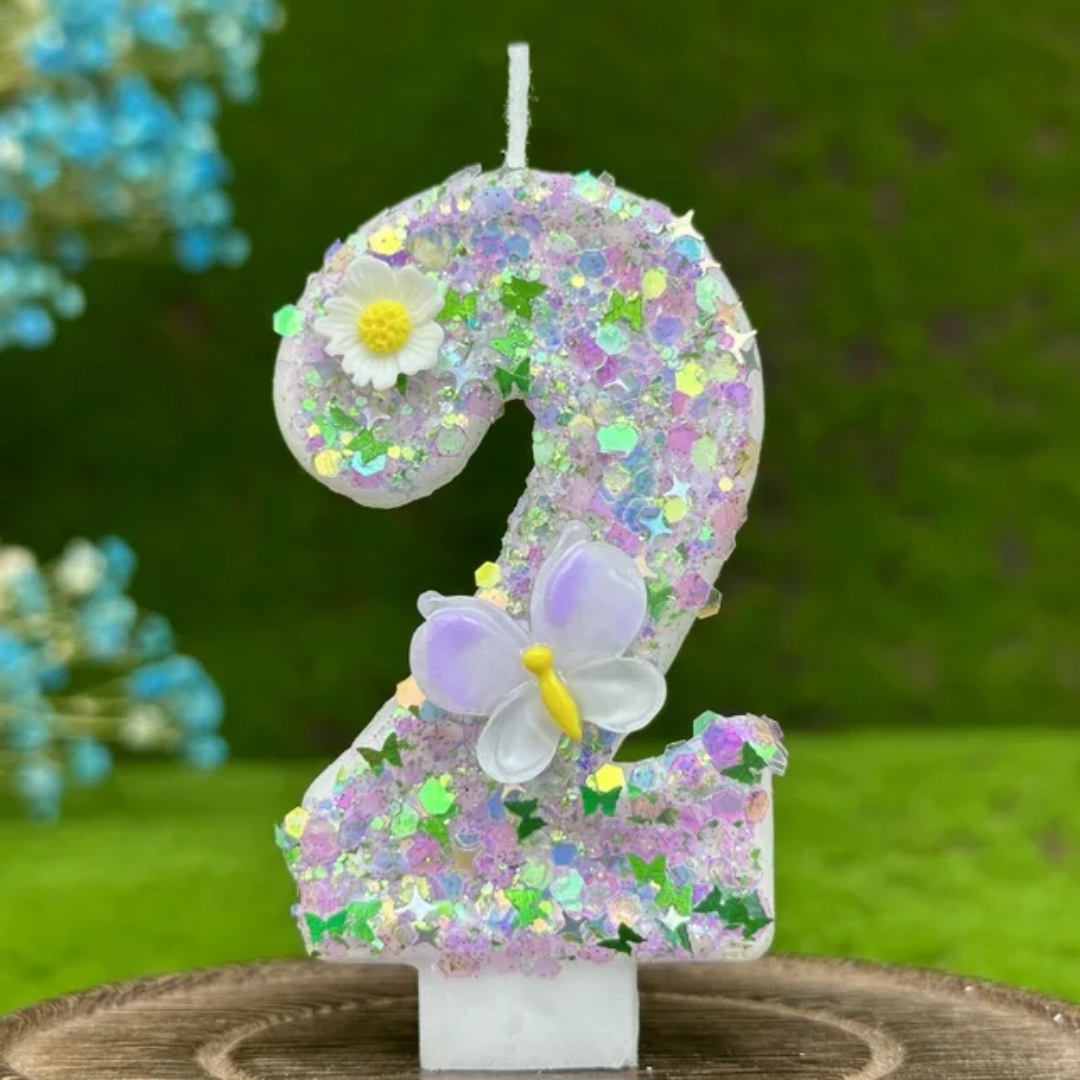 Butterfly Themed Party Candle  Numbers 0-9