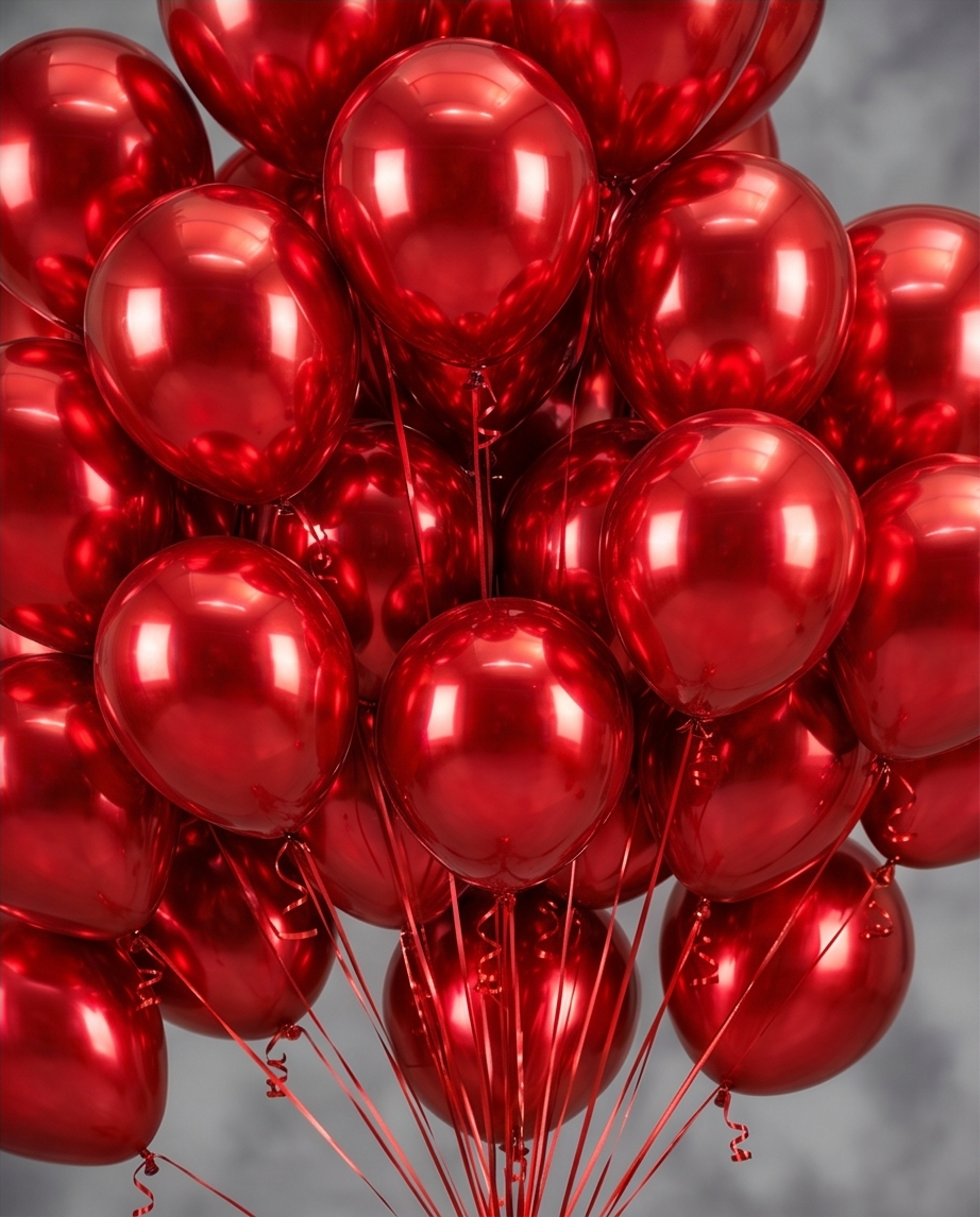 Chrome Ice in Red, 50 Pcs 12 Inch Silver Chrome Latex Balloons for Balloon Garland or Arch as Wedding, Birthday, Disco Party Balloons Decorations in 12"/10" Secondary image
