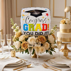 Congrats Grad Balloons - 18 Inch Round Graduation Balloons Class of 2026 Grad Star Mylar Foil Balloon for College, Kindergarten Grad Party