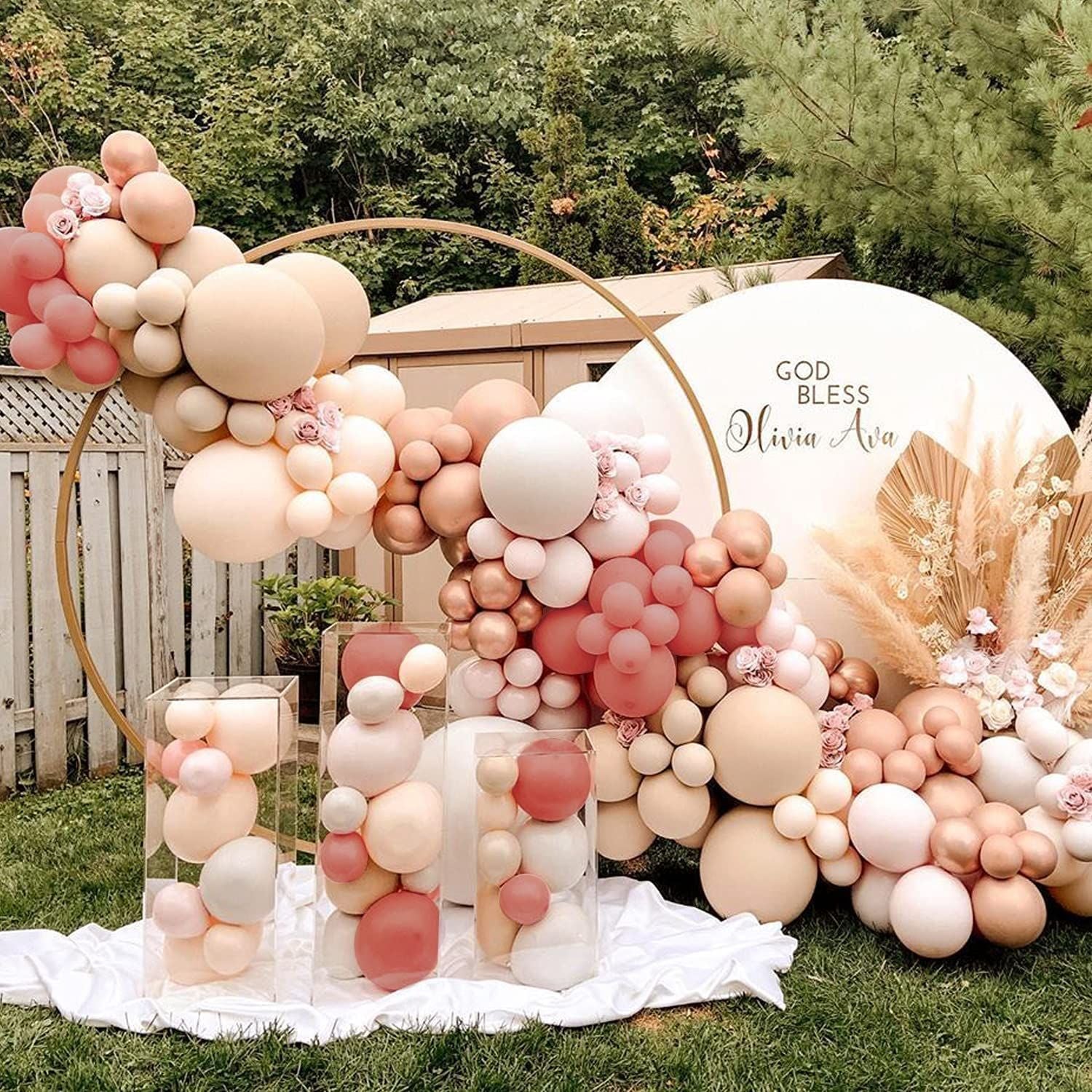 Retro Dusty Pink Chrome Rose Gold Balloon Arch Garland Kit 126 pcs for Birthday Anniversary Baby Shower Party