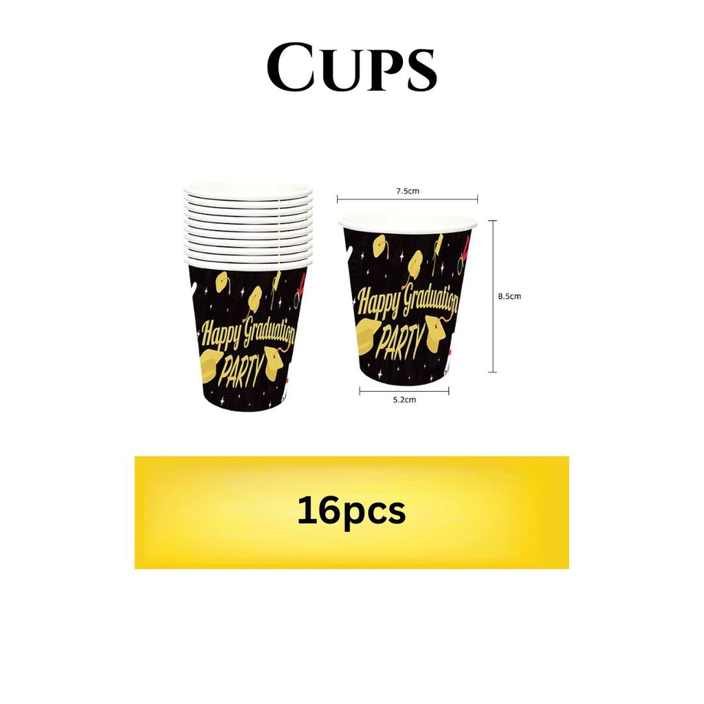163PCS Graduation Plates and Napkins Set, 2026 Congrats Grad Disposable Tableware Set include Graduation Cap Paper Plate Napkins Cups Forks for Grad Party Supplies, Serve for 16 Guests (Black)Graduation Tableware Set
