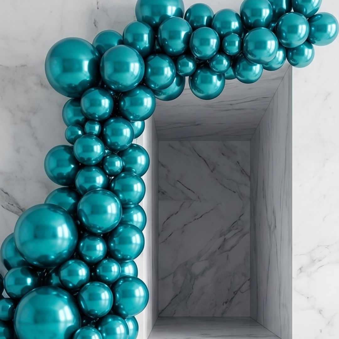 Chrome ICE double layer light blue, Chrome Shiny Thick Latex Helium Balloons for Graduation Garland Arch Kit Corporate Event Wedding Birthday Baby Shower Party Decorations in two sizes 10"/12"