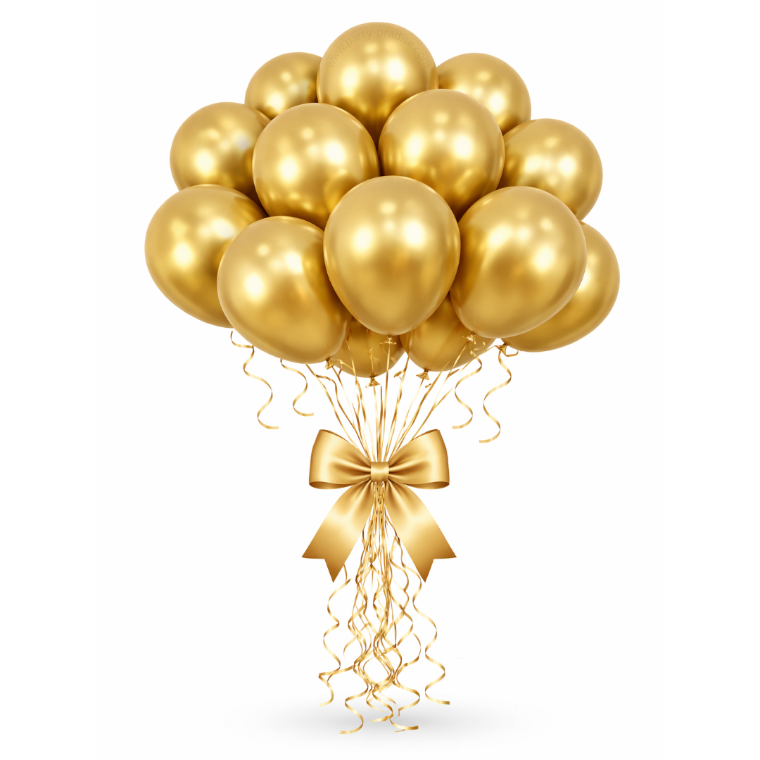 Chrome Gold Balloons for Birthday, Baby Shower, Wedding, Graduation, Summer Themed Party Decorations in sizes 5"/12"/18"/36"