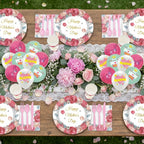 Happy Mother's Day Napkins and Plates Set for Family Dinner – Pink Floral Happy Mothers Day Disposable Paper Plates Tableware Dinnerware for Home Celebration 90pcs