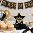 Graduation Table Decorations, Gold Black Honeycomb Centerpiece Glitter Graduation Centerpieces for Tables Congrats Grad Table Toppers Congratulate for Class of 2026 Grad Party Supplies, 5Pcs