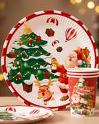 Merry Christmas Tableware Set 117 pcs Plates, Cups, Napkins, Cutlery for 10 guests.