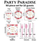 Happy Mother's Day Napkins and Plates Set for Family Dinner – Pink Floral Happy Mothers Day Disposable Paper Plates Tableware Dinnerware for Home Celebration 90pcs
