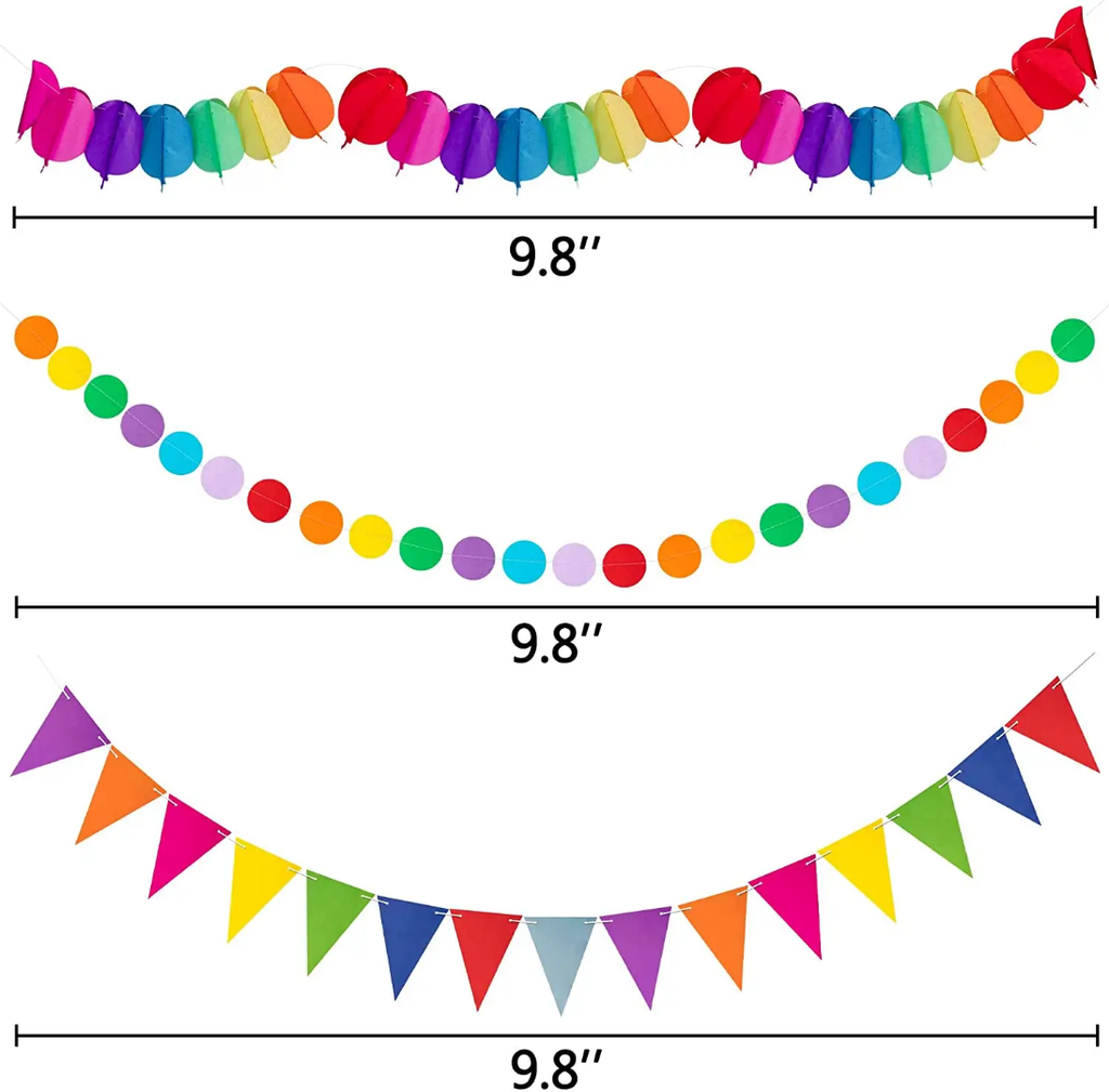 36Pcs Cinco De Mayo Decorations Fiesta Party Decorations Multi-Color Paper Fans Garlands Pennant Pom Poms Hanging Swirls for Birthday Wedding Rainbow Mexican Party