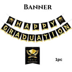 163PCS Graduation Plates and Napkins Set, 2026 Congrats Grad Disposable Tableware Set include Graduation Cap Paper Plate Napkins Cups Forks for Grad Party Supplies, Serve for 16 Guests (Black)Graduation Tableware Set