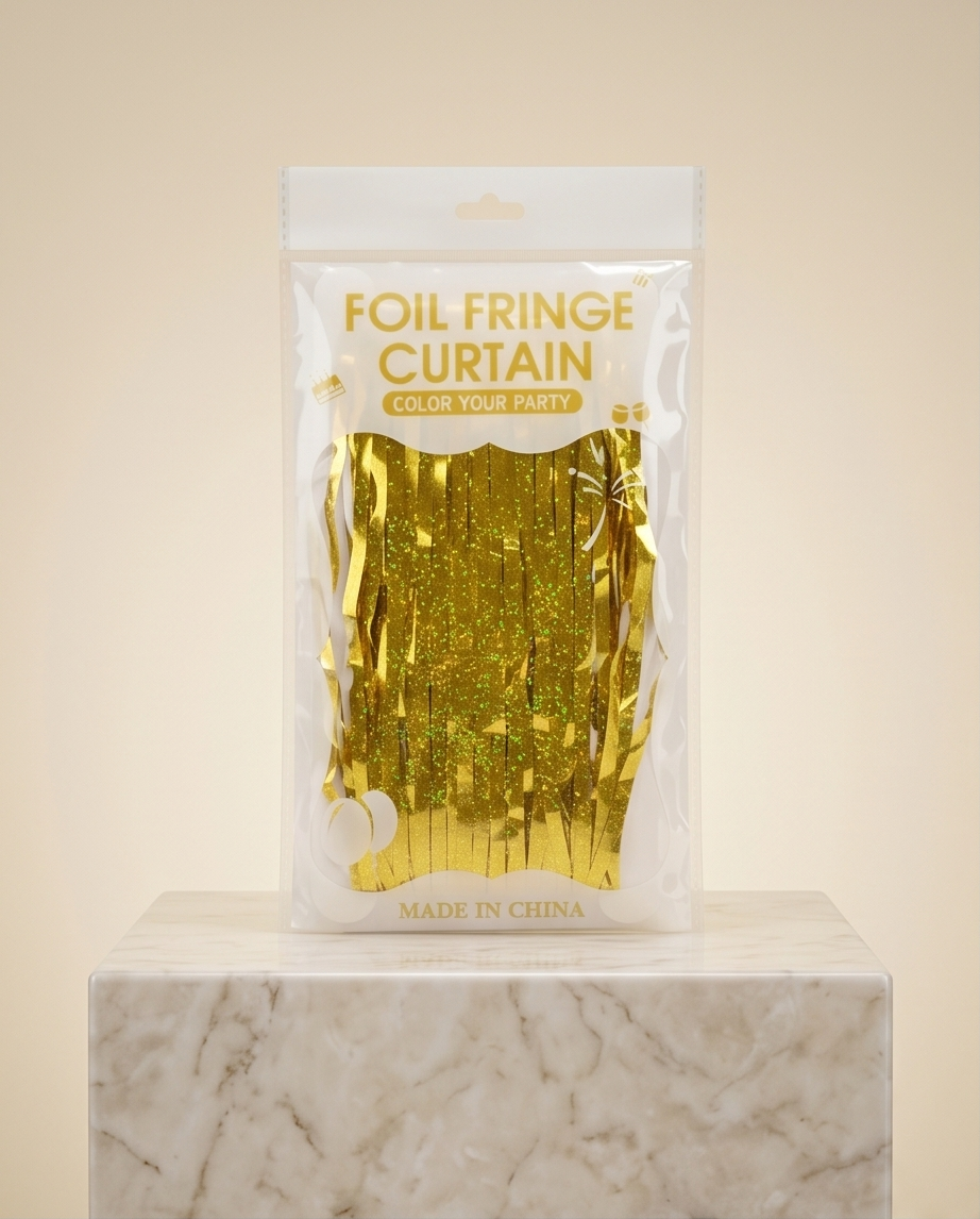 2 Pack 3.3x7.05 Feet Gold Foil Fringe Backdrop Curtains, Tinsel Streamers, Fringe Backdrop for 2026 New Years Eve, Graduation, Birthday, Baby Shower, Gender Reveal, Disco Party