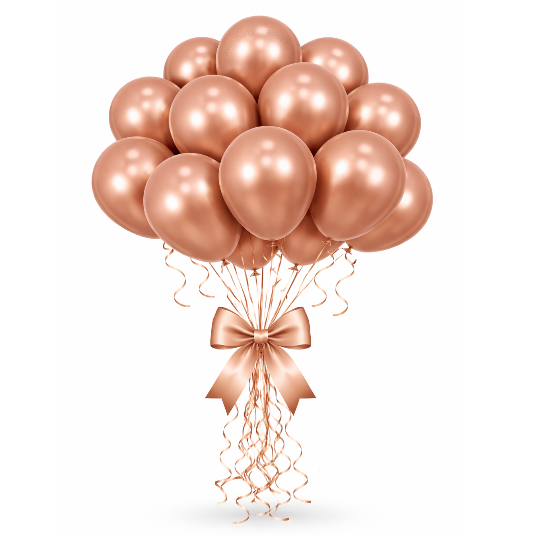Chrome Rose Gold Balloons for Birthday, Baby Shower, Wedding, Graduation, Summer Themed Party Decorations 5"/12"/18"/36" Main image