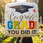 Congrats Grad Balloons - 18 Inch Round Graduation Balloons Class of 2026 Grad Star Mylar Foil Balloon for College, Kindergarten Grad Party
