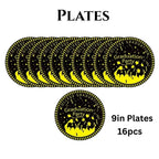 163PCS Graduation Plates and Napkins Set, 2026 Congrats Grad Disposable Tableware Set include Graduation Cap Paper Plate Napkins Cups Forks for Grad Party Supplies, Serve for 16 Guests (Black)Graduation Tableware Set
