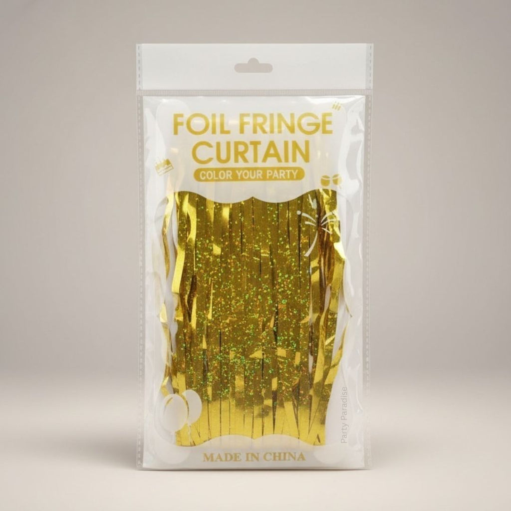 2 Pack 3.3x7.05 Feet Gold Foil Fringe Backdrop Curtains, Tinsel Streamers, Fringe Backdrop for 2026 New Years Eve, Graduation, Birthday, Baby Shower, Gender Reveal, Disco Party