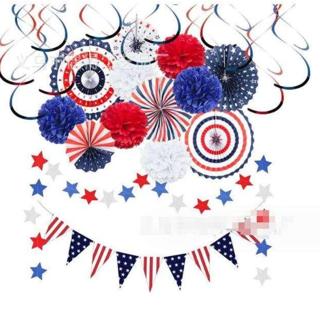 4th July Paper Fan Decor Kit