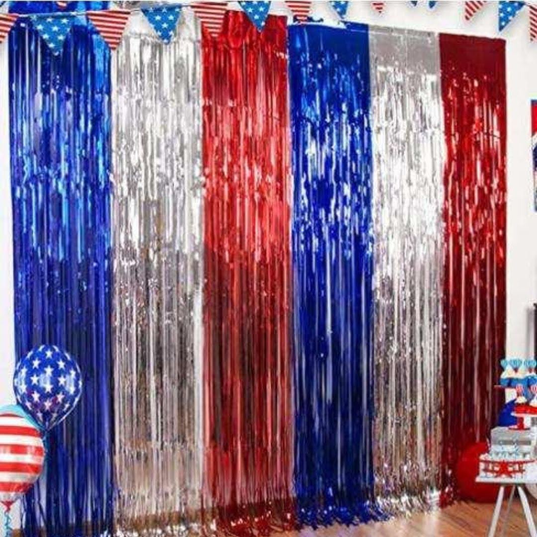 Red Silver Blue Curtain Main image