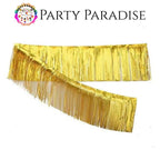 Gold Metallic Foil Fringe Garland Wall Hanging Tassel Banner, Mother's Day, Easter, Parade Floats, Birthday, Theme Party, Wedding Party Decorations